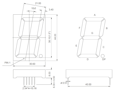 LED 7-Segment-Display LD15011APG green 1,5